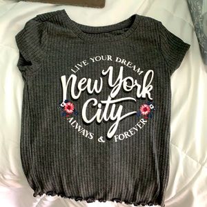 Kids grey New York crop top